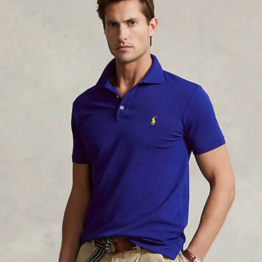 Ralph Lauren Polo Shirt Men's LARGE ROYAL BLUE Iconic Golf Short Sleeve Mesh